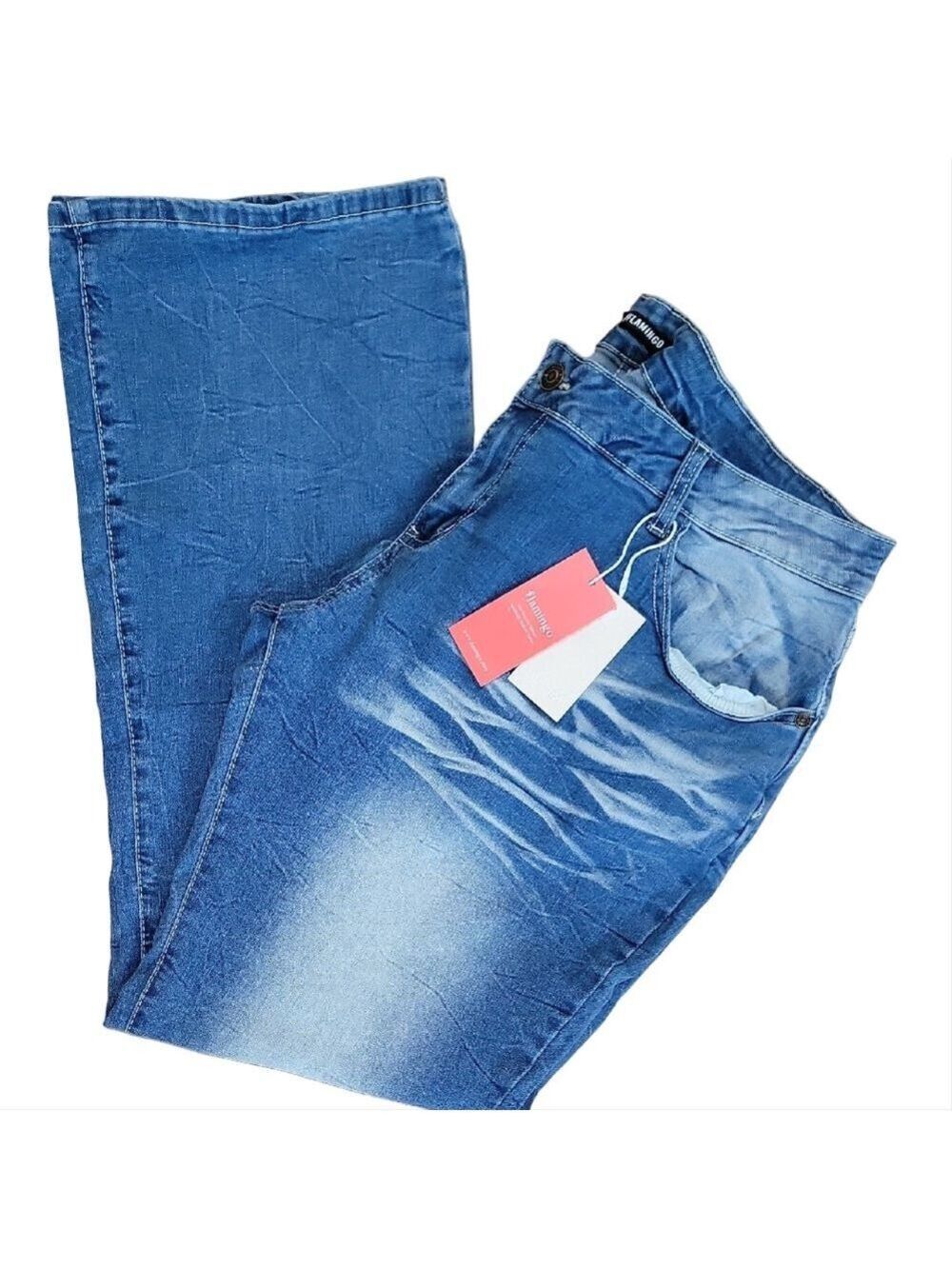 Flamingo Distress Wash Straight Leg Denim Jeans Size 3X NWT